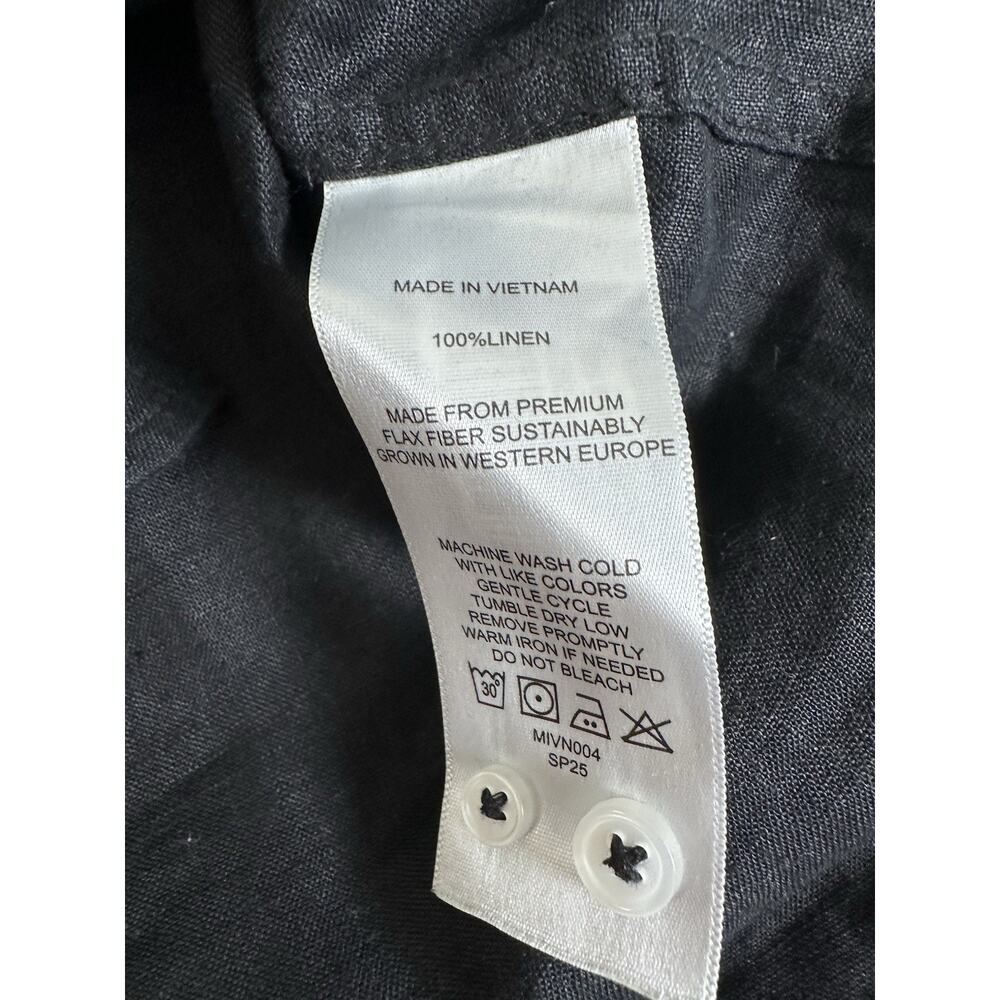 Quince Women XS Black 100% European Linen Long Sleeve Shirt - Picture 8 of 8